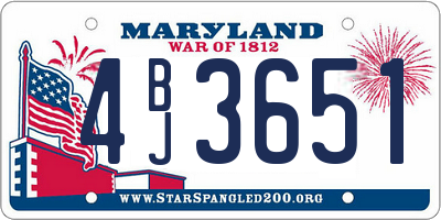 MD license plate 4BJ3651