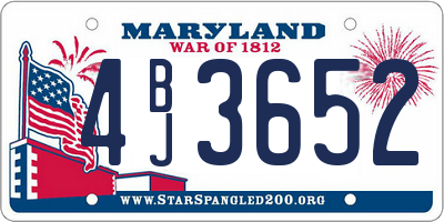 MD license plate 4BJ3652