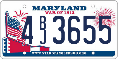 MD license plate 4BJ3655