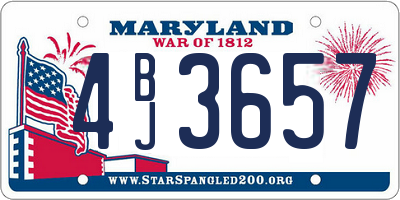 MD license plate 4BJ3657