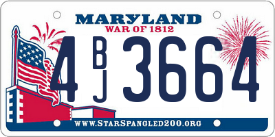 MD license plate 4BJ3664