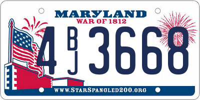 MD license plate 4BJ3668