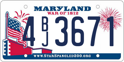 MD license plate 4BJ3671