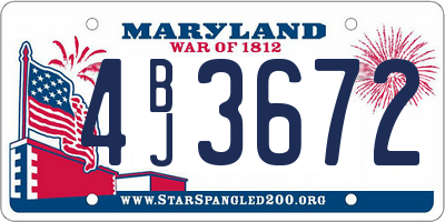 MD license plate 4BJ3672
