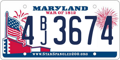 MD license plate 4BJ3674