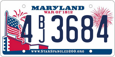 MD license plate 4BJ3684