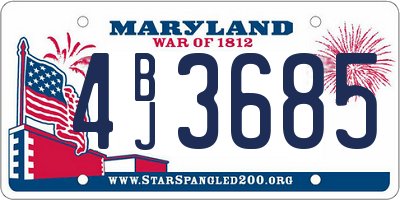 MD license plate 4BJ3685