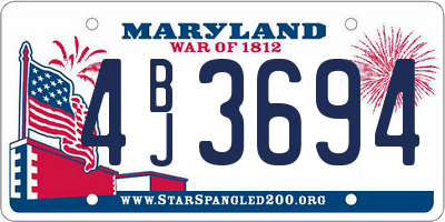 MD license plate 4BJ3694