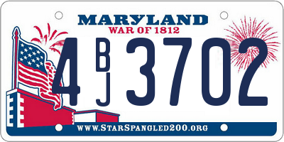 MD license plate 4BJ3702