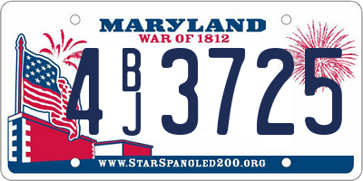 MD license plate 4BJ3725