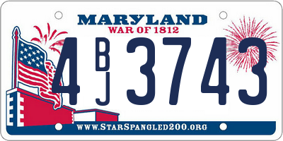 MD license plate 4BJ3743