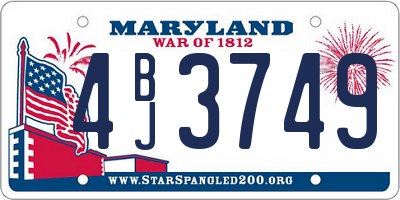MD license plate 4BJ3749
