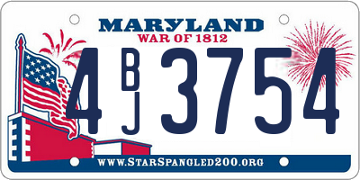 MD license plate 4BJ3754