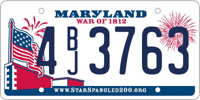 MD license plate 4BJ3763