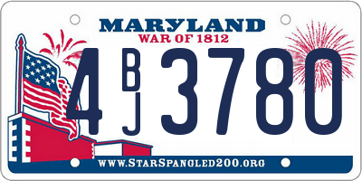 MD license plate 4BJ3780