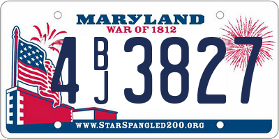 MD license plate 4BJ3827