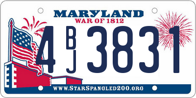 MD license plate 4BJ3831