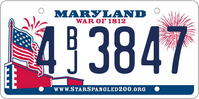 MD license plate 4BJ3847