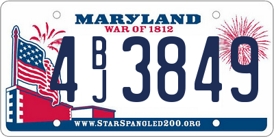MD license plate 4BJ3849