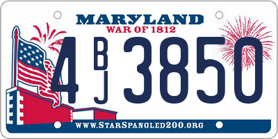MD license plate 4BJ3850