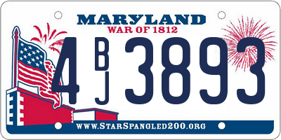 MD license plate 4BJ3893