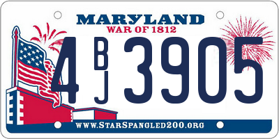 MD license plate 4BJ3905