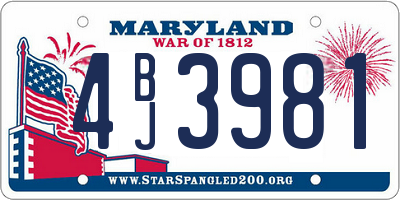 MD license plate 4BJ3981