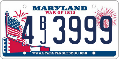 MD license plate 4BJ3999