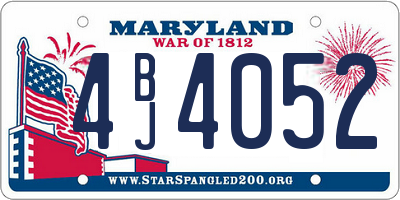 MD license plate 4BJ4052