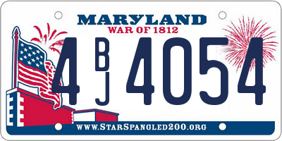 MD license plate 4BJ4054