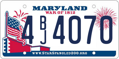 MD license plate 4BJ4070
