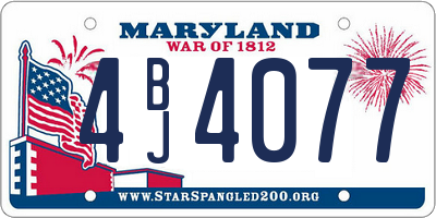 MD license plate 4BJ4077