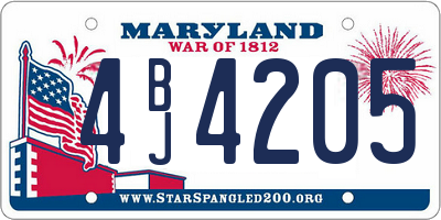 MD license plate 4BJ4205