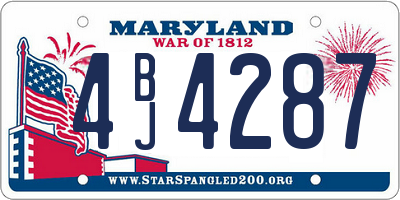 MD license plate 4BJ4287