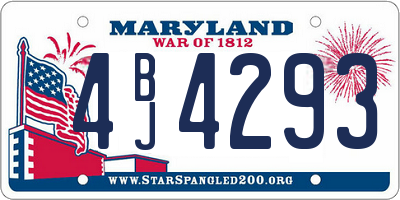 MD license plate 4BJ4293