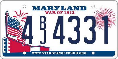 MD license plate 4BJ4331