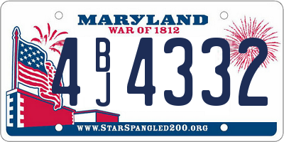 MD license plate 4BJ4332