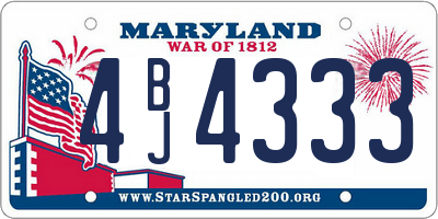 MD license plate 4BJ4333