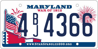MD license plate 4BJ4366
