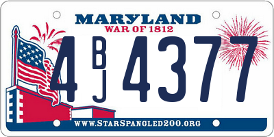 MD license plate 4BJ4377