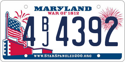 MD license plate 4BJ4392