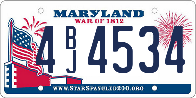 MD license plate 4BJ4534