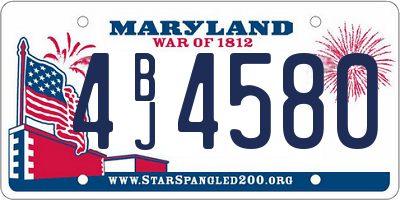 MD license plate 4BJ4580