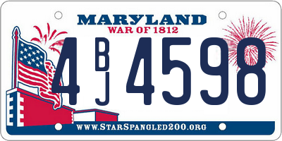 MD license plate 4BJ4598