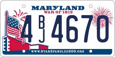 MD license plate 4BJ4670