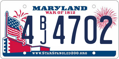 MD license plate 4BJ4702