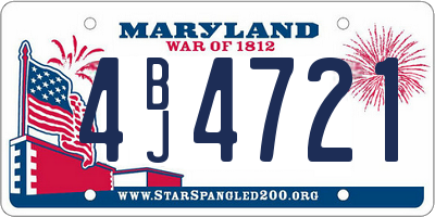 MD license plate 4BJ4721