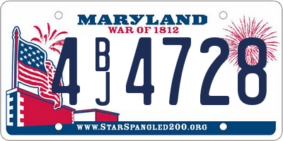 MD license plate 4BJ4728