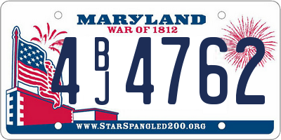 MD license plate 4BJ4762