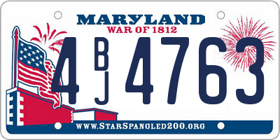 MD license plate 4BJ4763